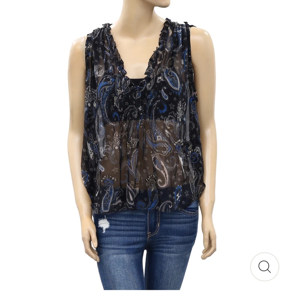 ZADIG & VOLTAIRE THYM PAISLEY PRINTED BLOUSE TOP